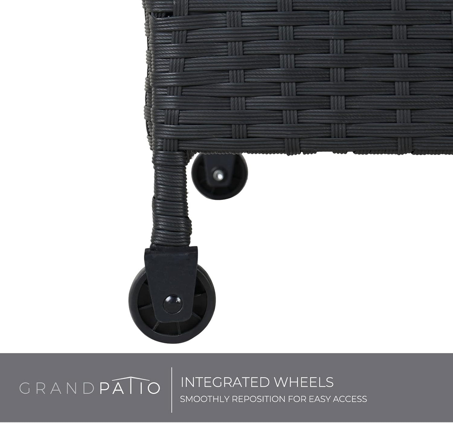 Grand patio 170 Gallon Deck Storage Box Deck Box Outdoor Storage Box Indoor Wicker Storage Bin Patio Storage Box for Patio Furniture Cushions Garden Tools Pool Accessories, Black