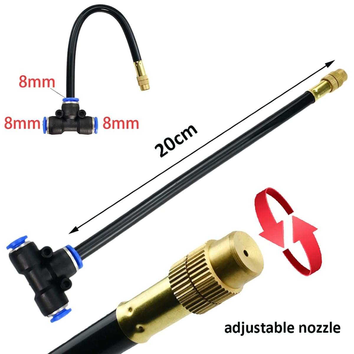 Mist Cooling Automatic Irrigation System-Misting System 33FT Misting Line & 10 Brass Misting Nozzles-Water Hose Mister Kit Sprinkler System for Outside Patio Outdoor Garden Greenhouse Trampoline Pool