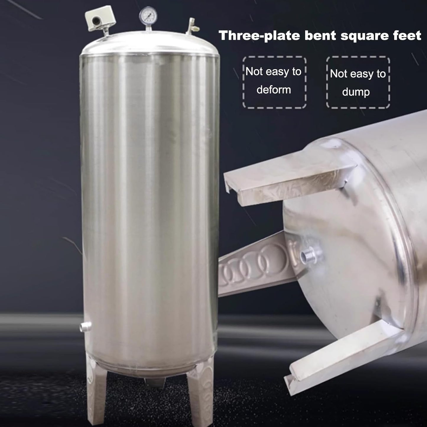 Water Supply System, Fully Automatic Well Water Storage Tank, Stainless Steel Pressure Tank with mounting Fittings for Well/Industrial Cleaning/Garden Watering(250L/66gal)