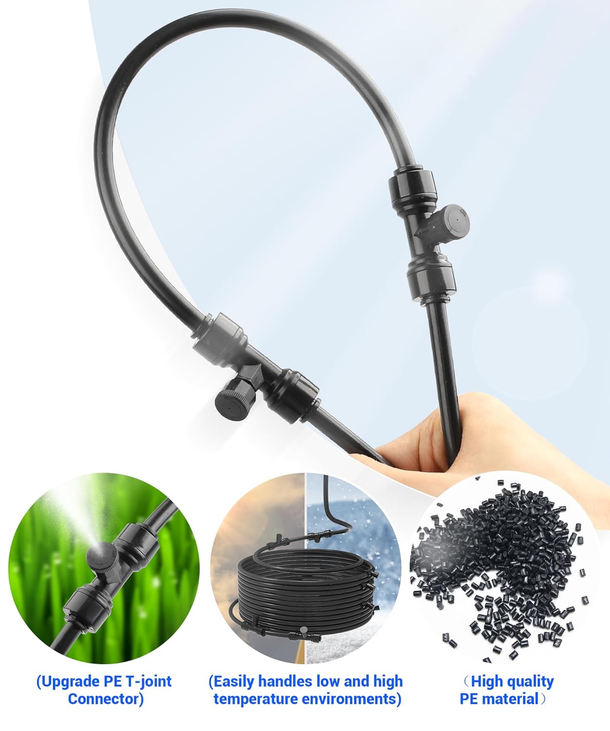 60FT Misters for Outside Patio Misters for Cooling (22 Mist Nozzles) Outdoor Water Patio Hose Greenhouse Mister System Outside Mist Backyard Trampoline for Waterpark Watering Misters for Cooling