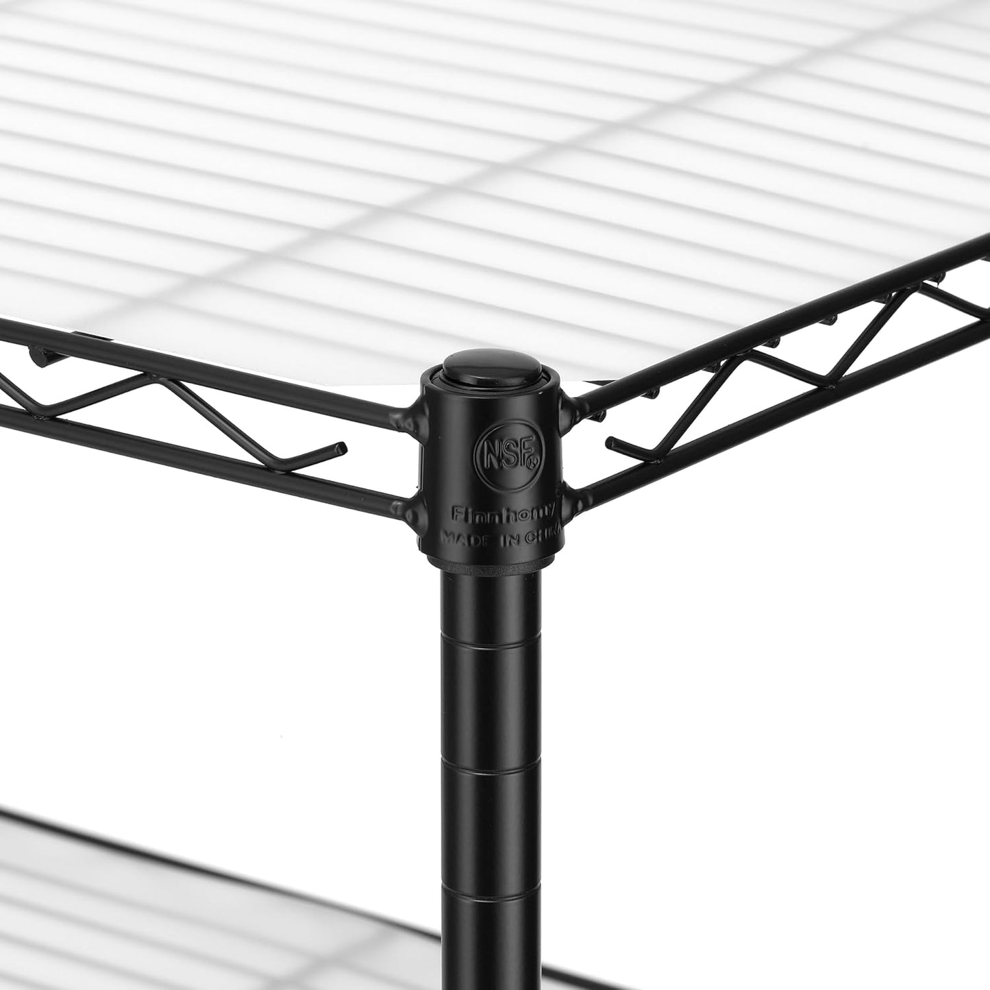 Finnhomy 8-Tier Wire Shelving Unit Adjustable Steel Wire Rack Shelving 8 Shelves Steel Storage Rack or Two 4-Tier Shelving Units with PE mat, Leveling Feet and Safety Device, NSF Certified, Black