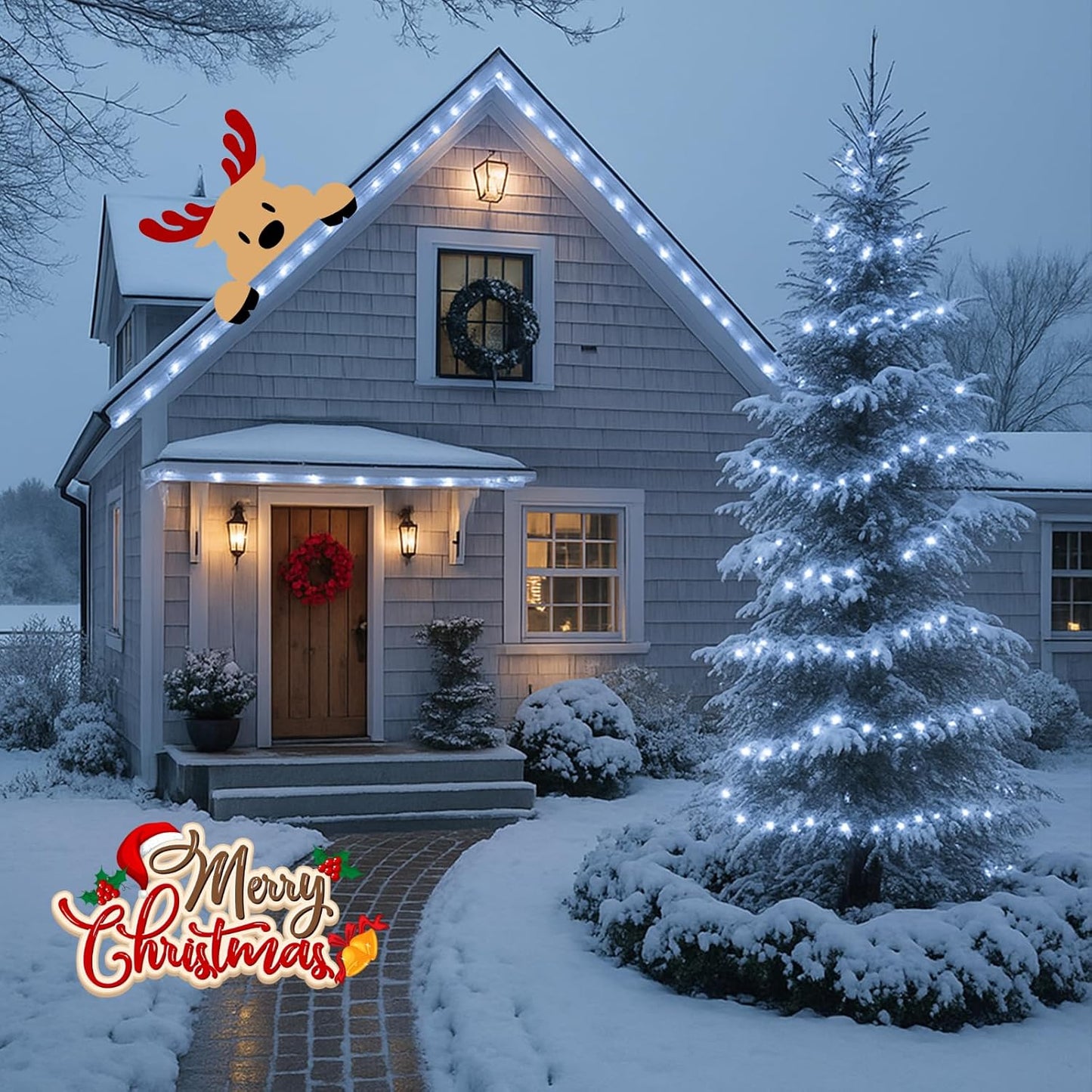 4 Pack 180FT Solar Christmas Lights Outdoor Waterproof, Super Bright 320 LED Solar String Lights with 8 Lighting Modes, Green Wire Twinkle Tree Light for Outside Xmas Party Decorations (Cool White)