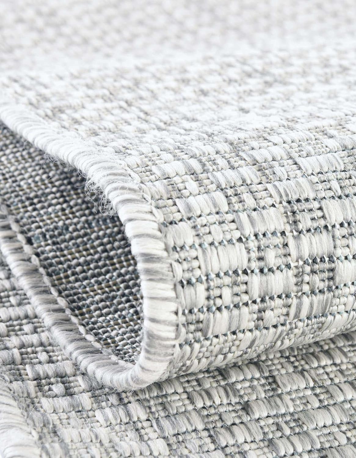 Unique Loom Outdoor Solid Collection Area Rug (7' 10" x 10' Rectangle Light Gray/Ivory)