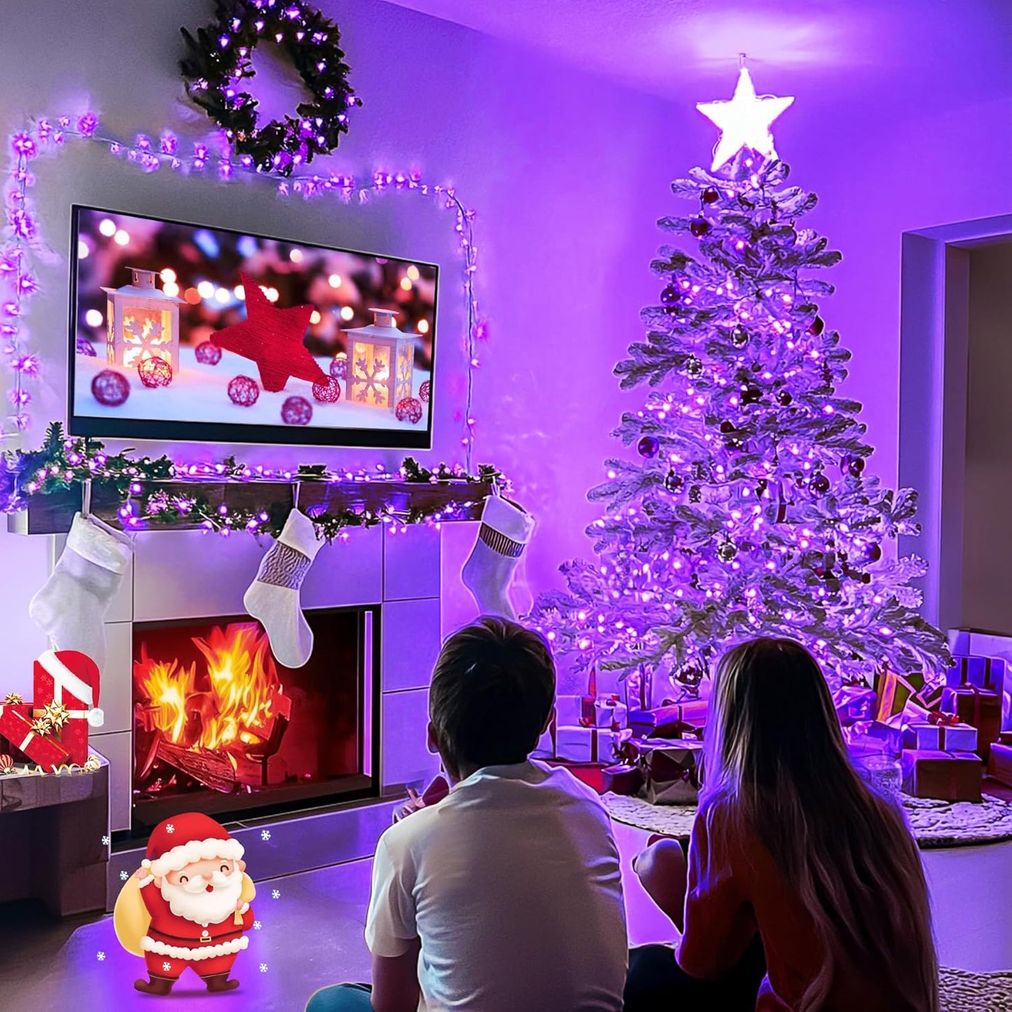 JMEXSUSS Connectable 100 LED Purple Halloween Lights Indoor, 8 Modes Plug in Purple Christmas String Lights Clear Wire, 33ft Christmas Tree Light Outdoor for Halloween Tree, Garden, Bedroom