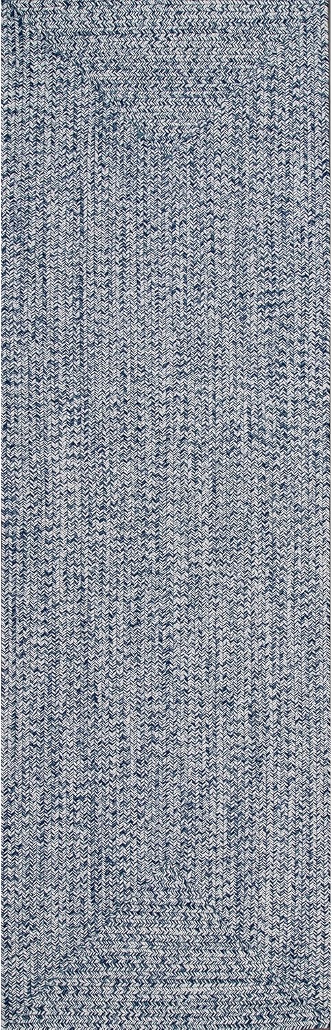 nuLOOM 2' x 8' Solid Hand Braided Indoor/Outdoor Area Rug, Pet-Friendly, High Traffic, Weather Resistant, for Patio, Balcony, Bedroom, Living, Dining Room, Wynn Navy