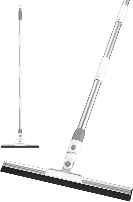 Squeegee Broom for Floor, 17" Rubber Squeegee with 51" Aluminum Alloy Pole for Bathroom Tile, Garage Concrete, Deck, Shower Glass, Window Cleaning, Squeegee Broom for Household Floor