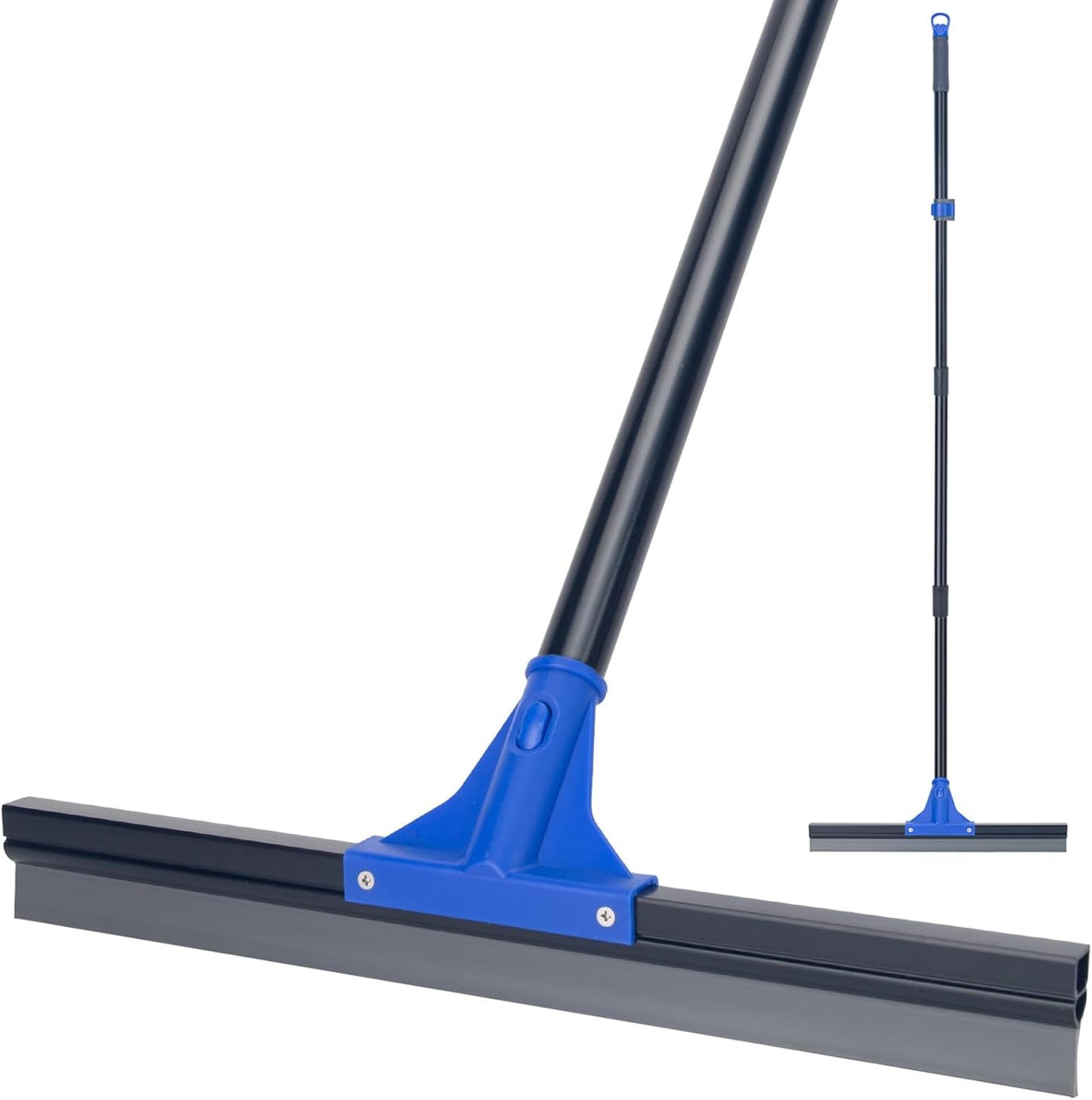 Floor Squeegee with Telescopic Long Handle 59'', Heavy Duty 18" Rubber Wiper Broom for Concrete, Bathroom Tile, Garage, Deck