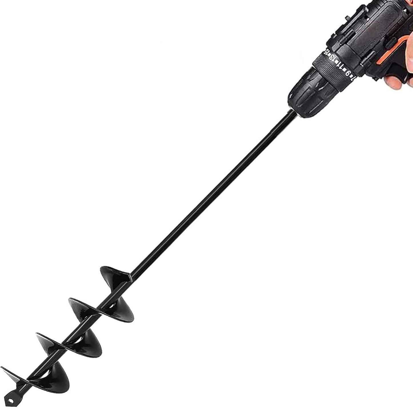 TCBWFY Auger Drill Bit 2x14.6inch Garden Plant Flower Bulb Auger Rapid Planter Bulb & Bedding Plant Auger for 3/8" Hex Drive Earth Drill Fence Post Umbrella Hole Digger