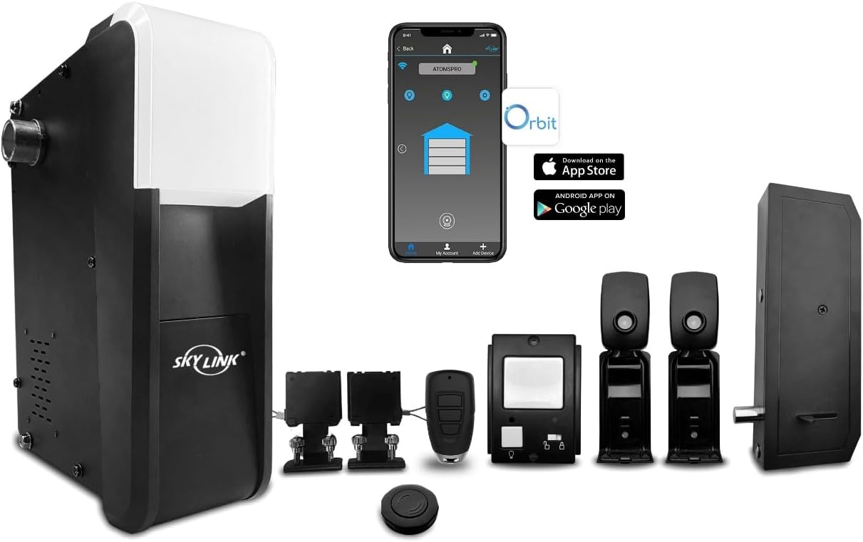 Skylink Wall Side Mount - Quiet Garage Door Opener with WiFi & LED Light, Model G2, for Residential Sectional Garage Doors, e.g. 7’, 8’ & 10’