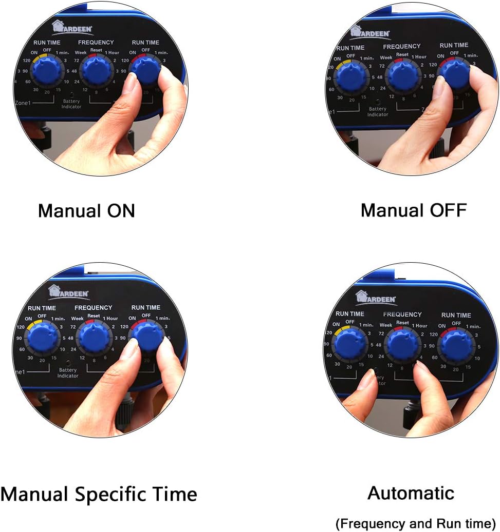 Dual Outlet Water Timer Irrigation Controller System, No Water Pressure Required