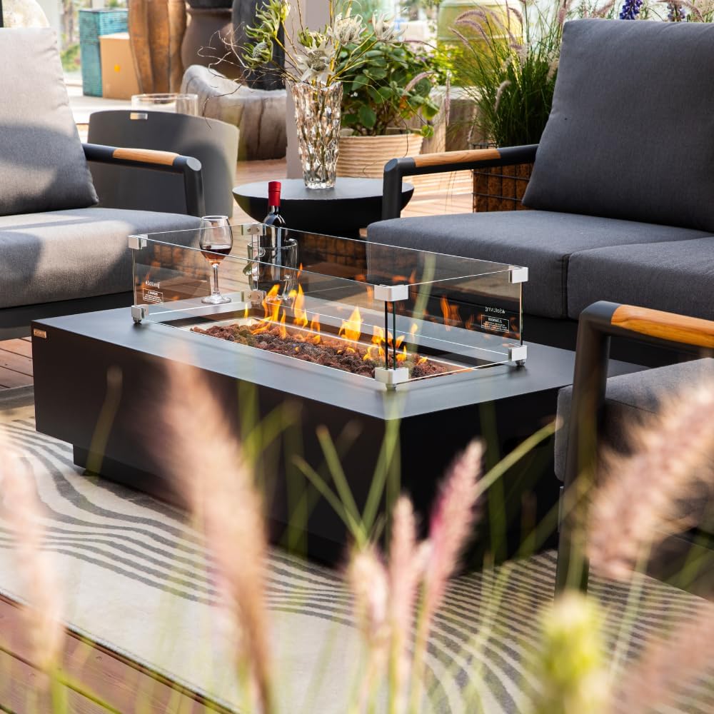 Westwood 50” Propane Fire Pit Smokeless Firepit Converts to Outdoor Gas Fire Pit for Outside Patio Firepit Table Includes Windscreen Rain & Tank Cover Lava Rocks Lid CSA Certified