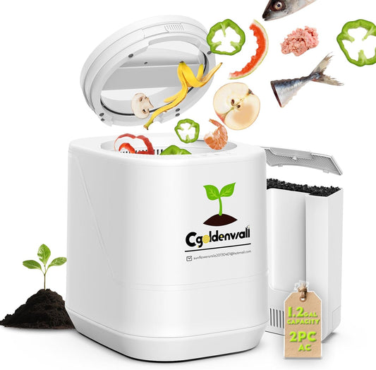 Electric Composter for Kitchen,4.2L Smart Compost Bin with 2 Carbon Filters,Quick Composting Machine Turn Food Waste to Fertilizer,Odorless/Auto-Cleaning/Outdoor&Indoor Countertop Food Waste Compost