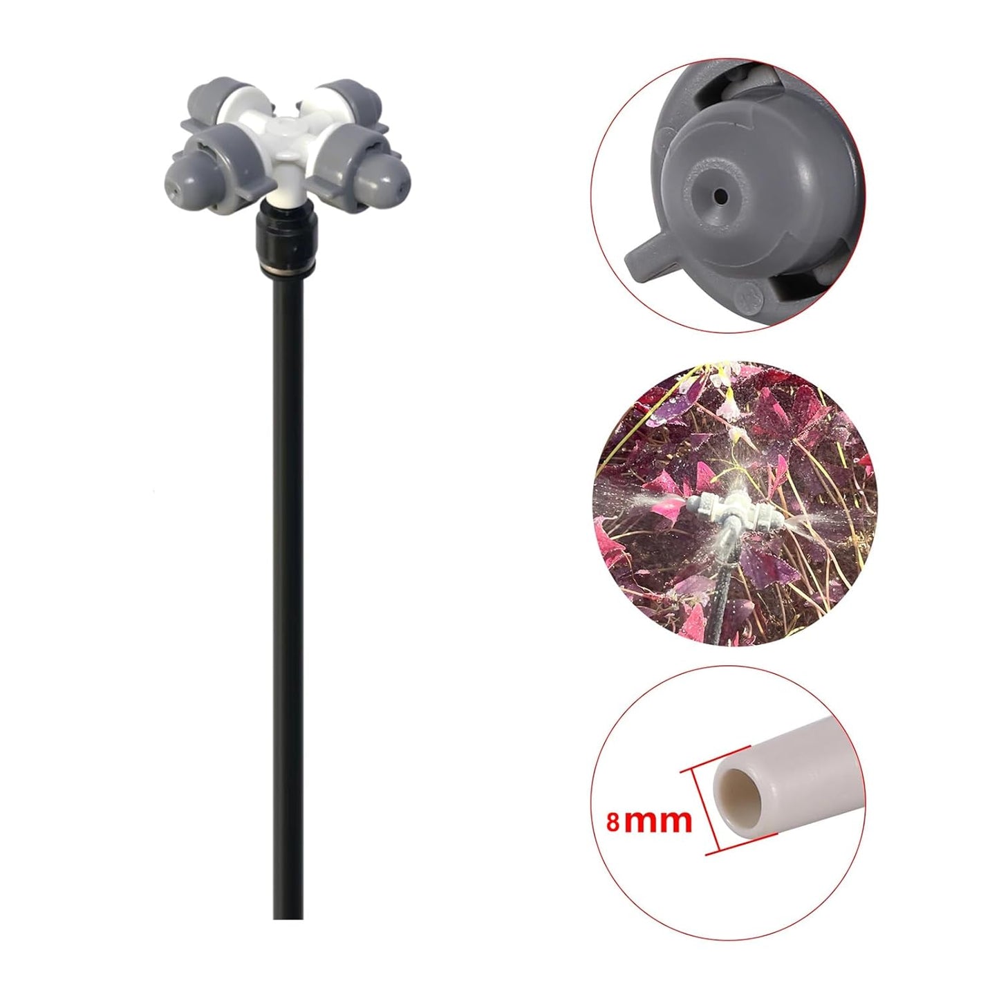 New drip Irrigation kit, Automatic Garden Watering System, Quick Connector and 360-degree Bending Dropper atomizing Copper Nozzle, Garden Plant Lawn Courtyard Watering System. (Cross Atomization)