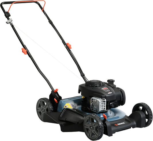 SENIX LSPG-M3 21-Inch Gas Push Lawn Mower with 125 cc 4-Cycle Briggs & Stratton Engine, 2-in-1,Mulching and Side Discharge, 6-Position Dual Lever Height Adjustment
