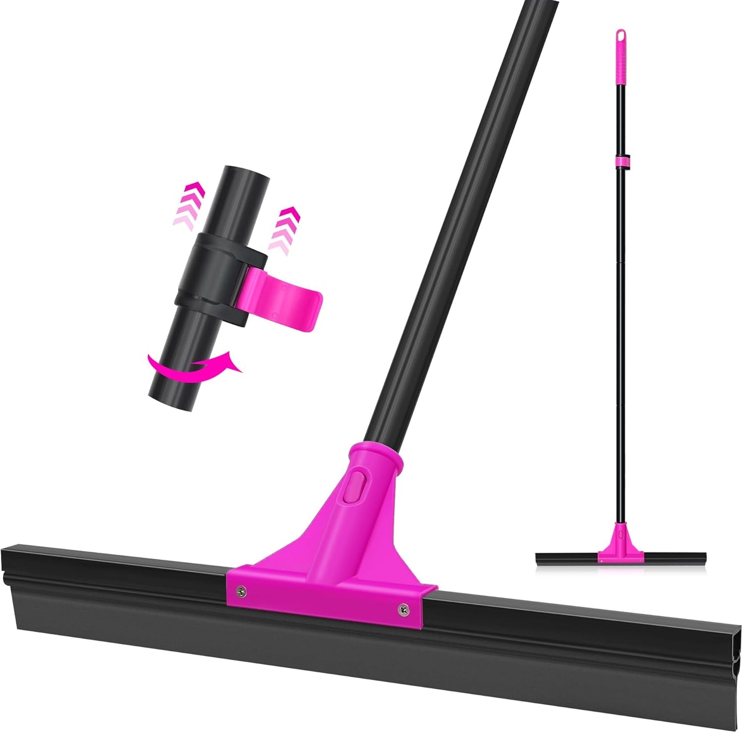 Floor Squeegee Heavy Duty with 58.3 inches Long Handle, Rubber Foam Water Scraper Broom Epoxy Wiper Mop for Cleaning Concrete Pool Rug Garage Deck Shower Window Outdoor Indoor