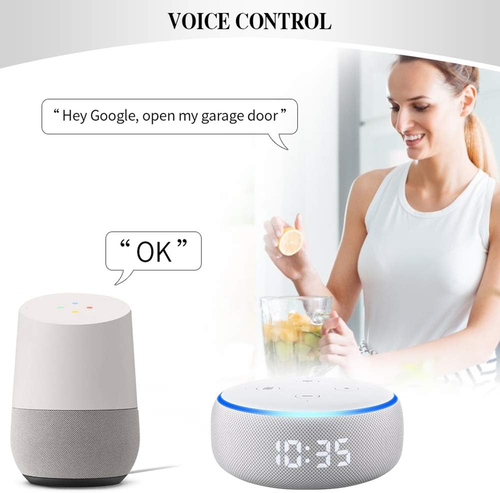 Smart Wi-Fi Garage Door Opener Remote,APP Control, Compatible with Alexa, Google Assistant, Siri, No Hub Required