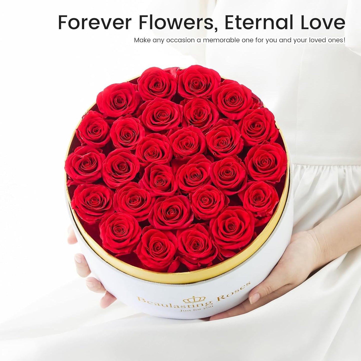 Preserved Roses Forever Flowers Real Roses in a Box Mother's Day Birthday Flowers for Her Mom Women Wife Valentine's Day, Red, 27 Piece