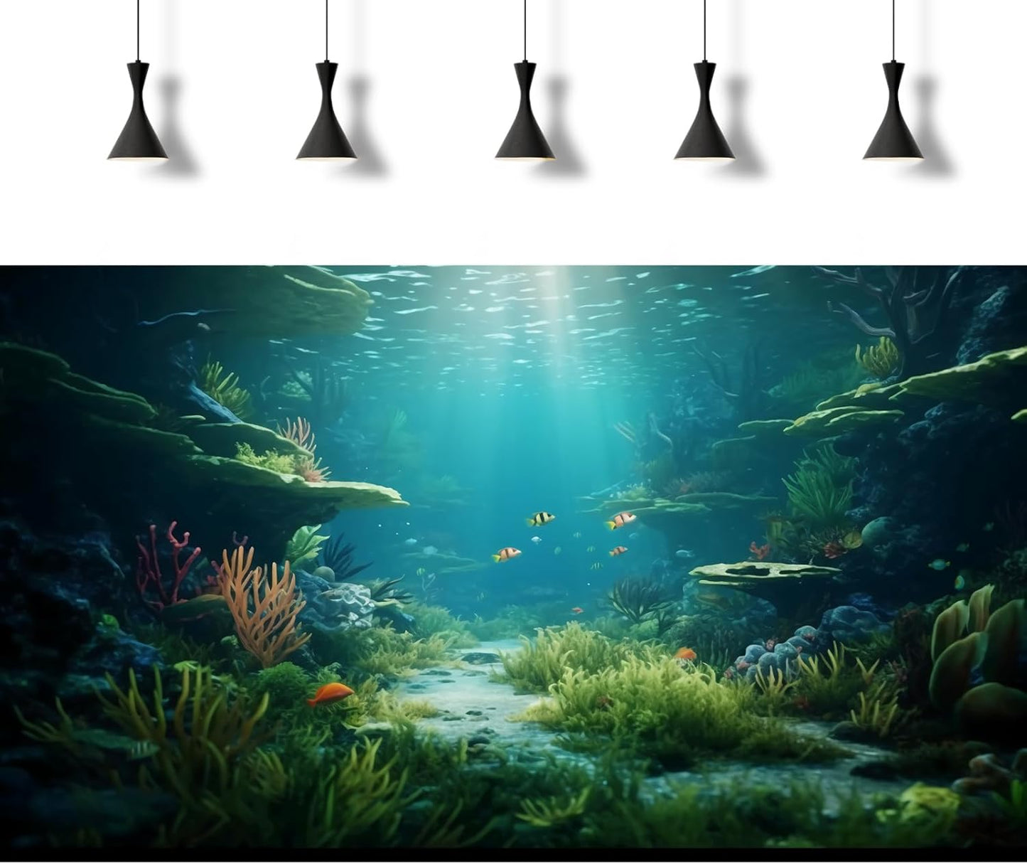 Ocean Floor Fish Tank Background Under The Sea Coral Reef Aquarium Background Underwater Aquatic Plants Corals Rock Cave Terrarium Backgrounds Tropical Fish Ocean Aquarium Backgrounds Decors 48x18in