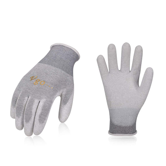 Vgo... 3 Pairs Safety Work Gloves,Gardening Gloves,Polyurethane Coated,Dipping Gloves,Latex Free(Szie L,Gray&White,PU6029)
