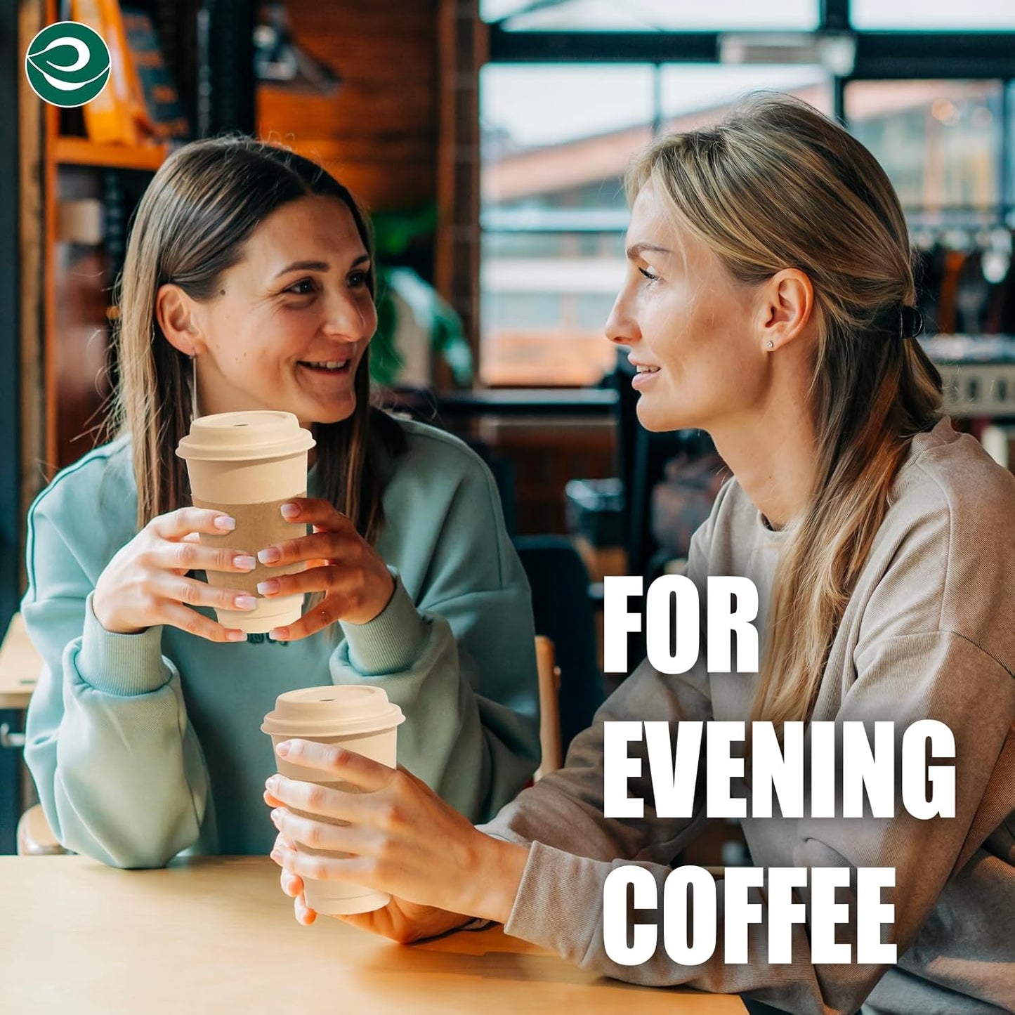 ECO SOUL 100% Compostable Coffee Cups With Lids & Sleeves - 16Oz (200 Counts) To Go Coffee Disposable Bagasse Cups |Sturdy & Eco-Friendly Cups for Cafes, Party, Office