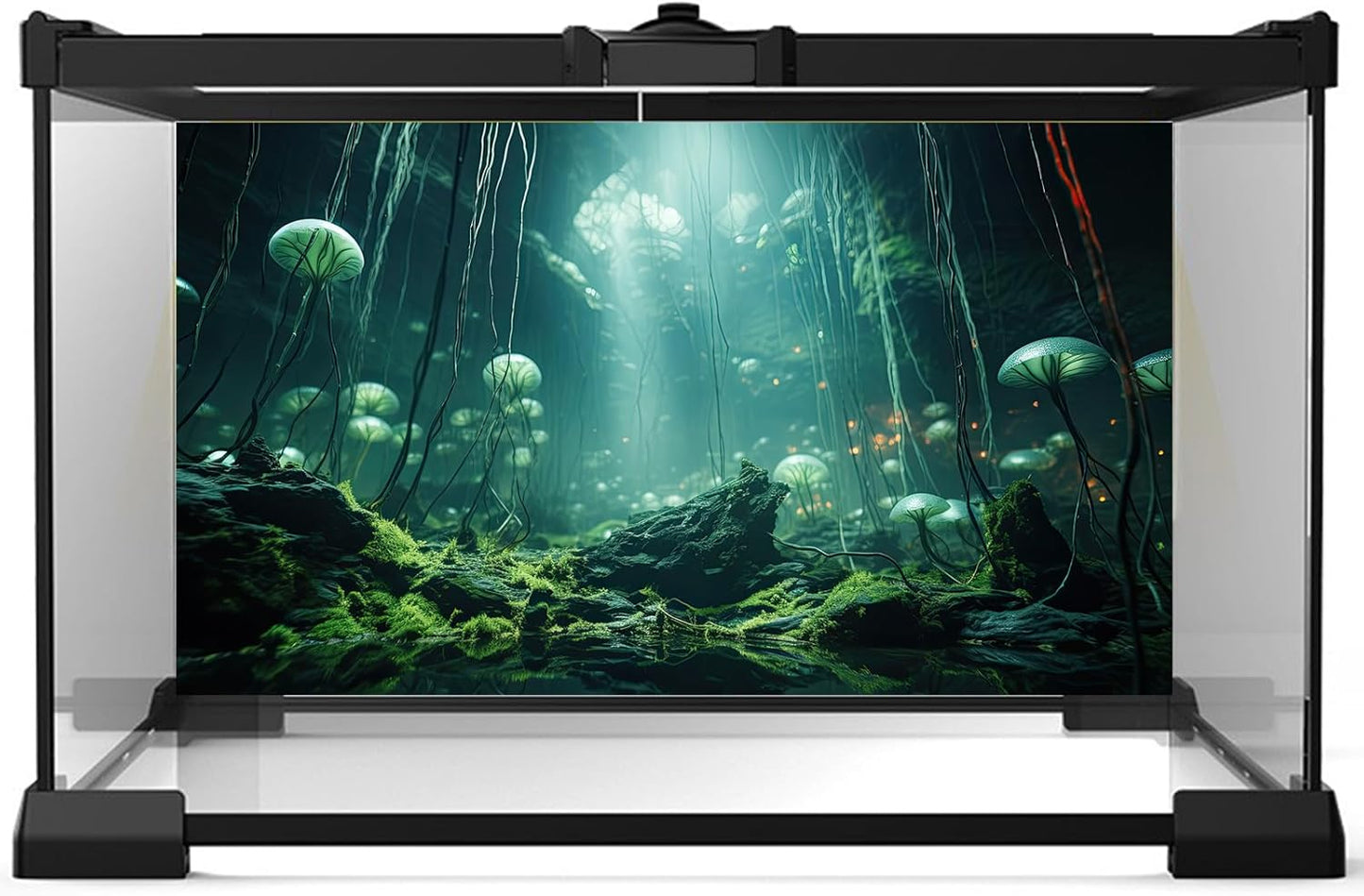 Aquarium Background Foggy Stone Mushroom Green Moss Fish Tank Background Mysterious Green Seaweed Scenery Aquarium Backgrounds White Mushroom Reptile Tank Enclosure Backgrounds Wallpaper 72x24in