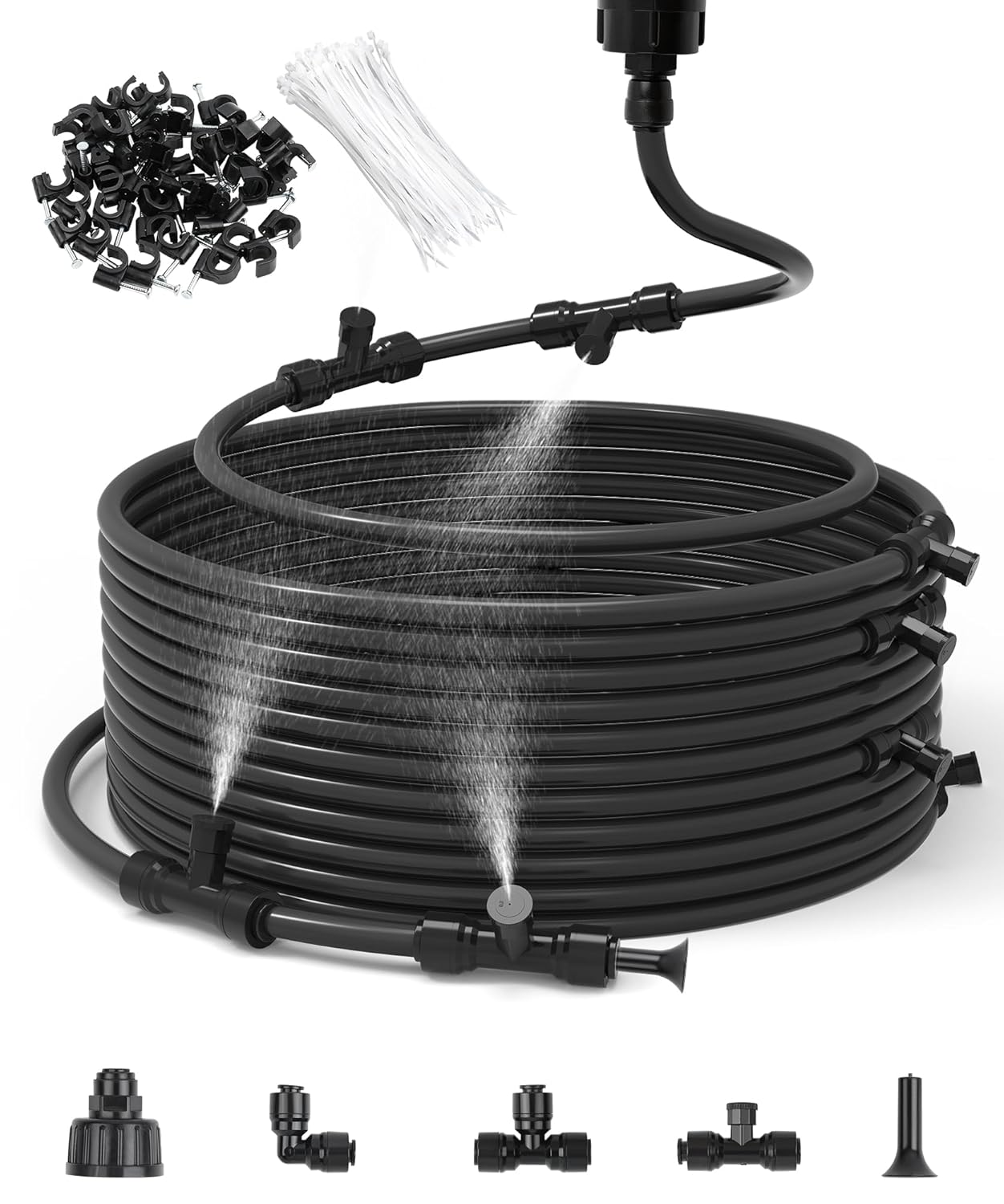 60FT Misters for Outside Patio Misters for Cooling (22 Mist Nozzles) Outdoor Water Patio Hose Greenhouse Mister System Outside Mist Backyard Trampoline for Waterpark Watering Misters for Cooling