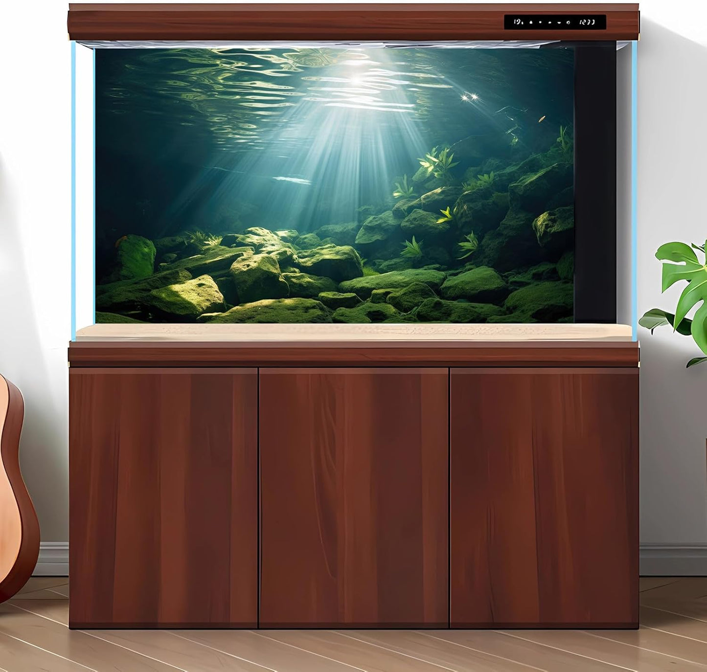 Under The Sea Aquarium Background Aquatic Plants Deep Sea Fish Tank Background Underwater Sunray Rock Terrarium Backgrounds Deep Ocean Floor Tropical Fish Tank Backgrounds 30x18in