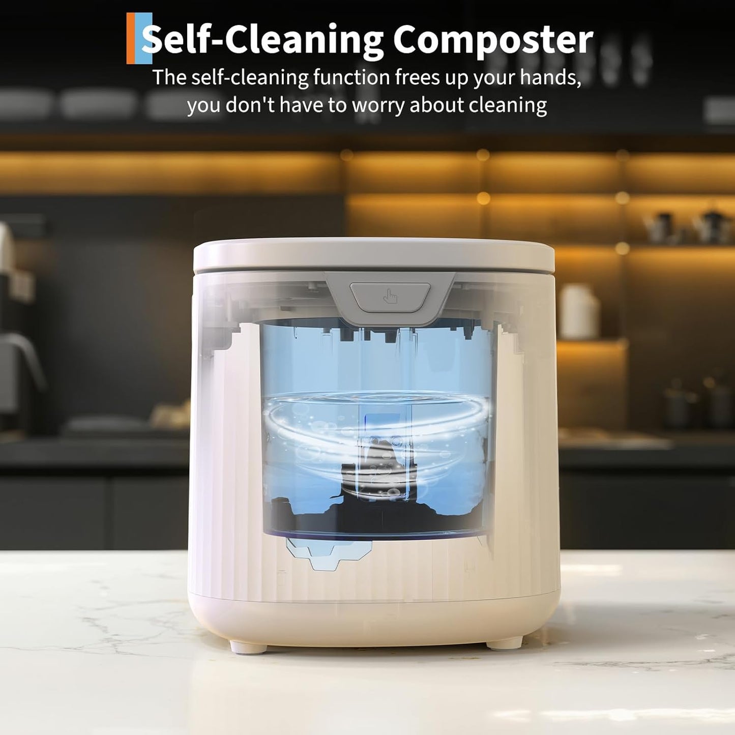 2.5L Electric Kitchen Composter Smart Odorless Compost Bin Auto-Cleaning Countertop Food Waste Composting Machine -Fast 4-6H Food Waste to Fertilizer Conversion for Outdoor Use (White