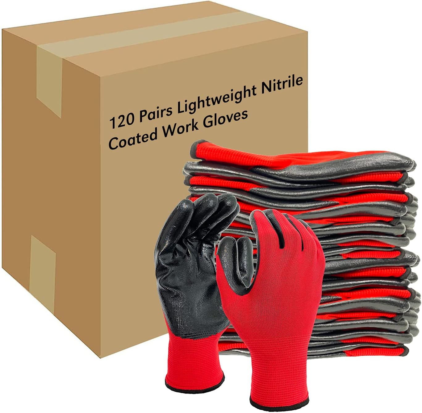 Evridwear Work Gloves with Grip Rubber Coated for Men Women Warehouse Mechanic,12 Pairs Bulk