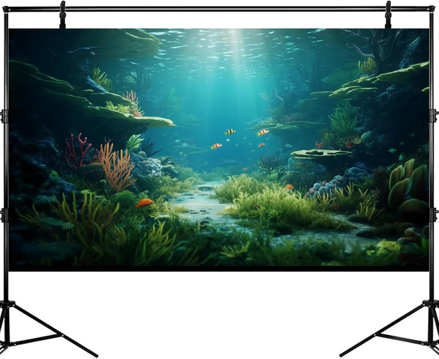 Ocean Floor Fish Tank Background Under The Sea Coral Reef Aquarium Background Underwater Aquatic Plants Corals Rock Cave Terrarium Backgrounds Tropical Fish Ocean Aquarium Backgrounds Decors 72x16in