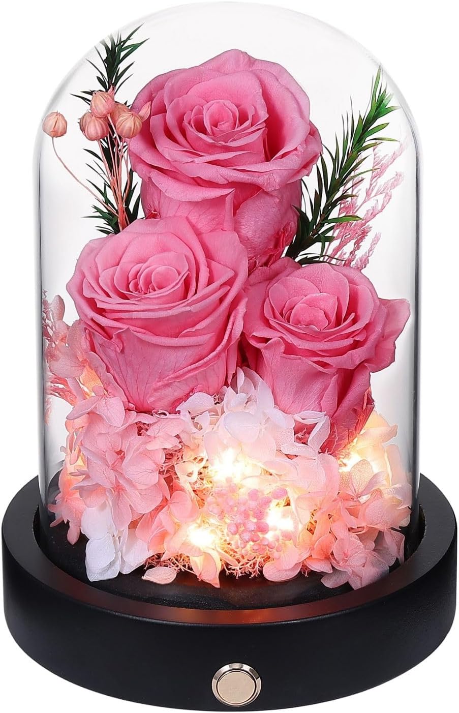 Mothers Day Flowers Gifts for Mom,Pink Forever Preserved Roses in Glass Dome, Anniversary Valentines Day Birthday Gifts for Wife Grandma Women Daughter Mother Her