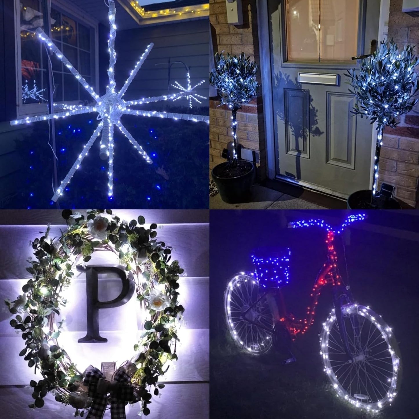 QITONG Extra-Long 144FT White Solar Fairy Lights, 2 Pack Total 400LED Solar String Lights Outdoor Waterproof, 8 Modes Silver Wire Solar Twinkle Mini Lights