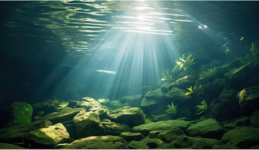 Under The Sea Aquarium Background Aquatic Plants Deep Sea Fish Tank Background Underwater Sunray Rock Terrarium Backgrounds Deep Ocean Floor Tropical Fish Tank Backgrounds Decorations 24x12in