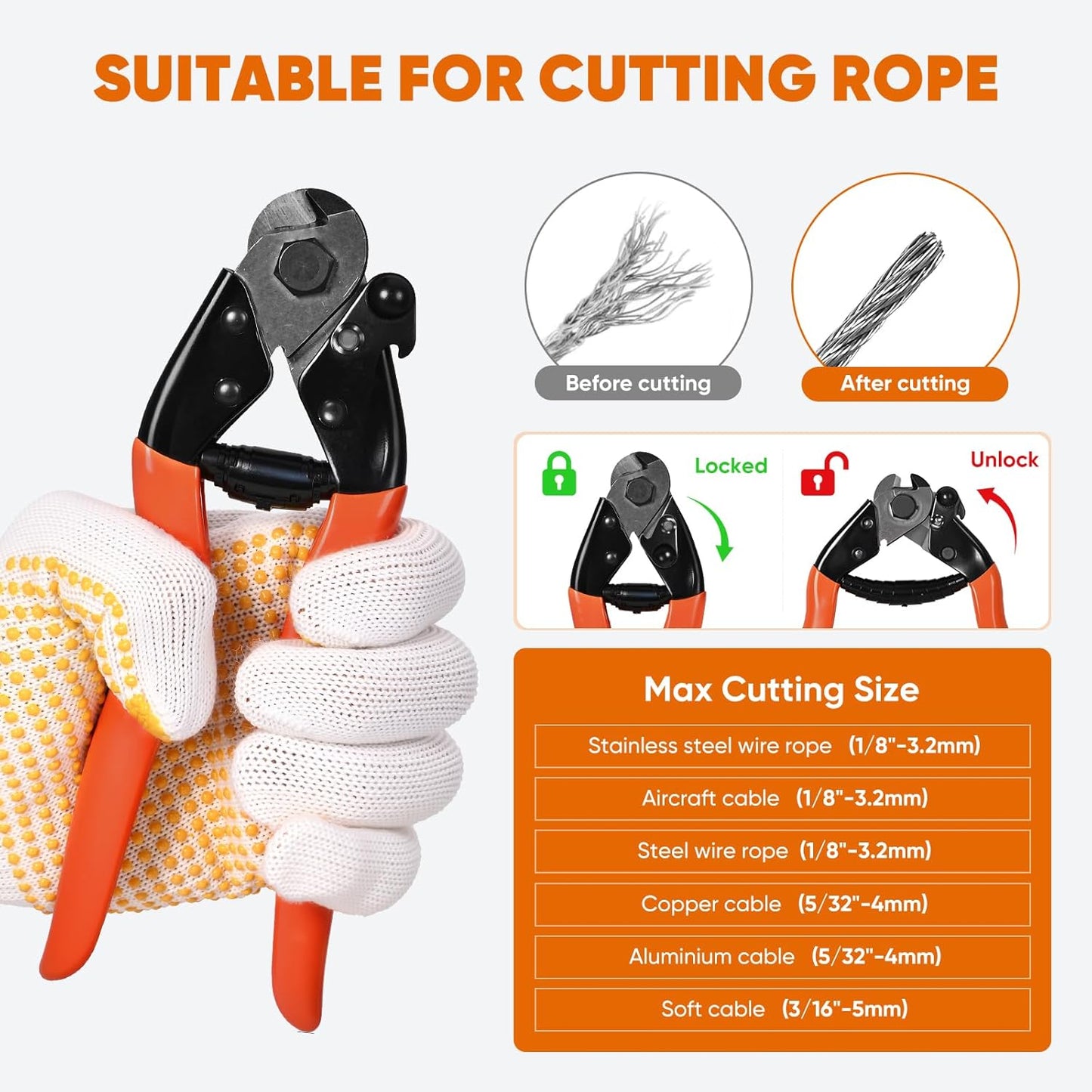 250FT 1/8" Stainless Steel Cable with Wire Rope Crimping Tool and Cable Cutter, 1760 lbs Breaking Strength, 7x7 Strands Aircraft Cable for Deck Railing, Porch Fence, String Light