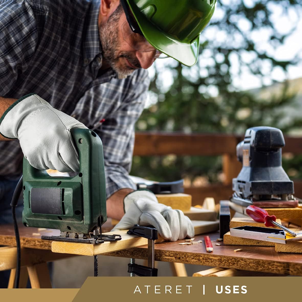 12 Pairs Heavy Duty Durable Cowhide Leather Work Gloves for Construction, Industrial and Personal Use