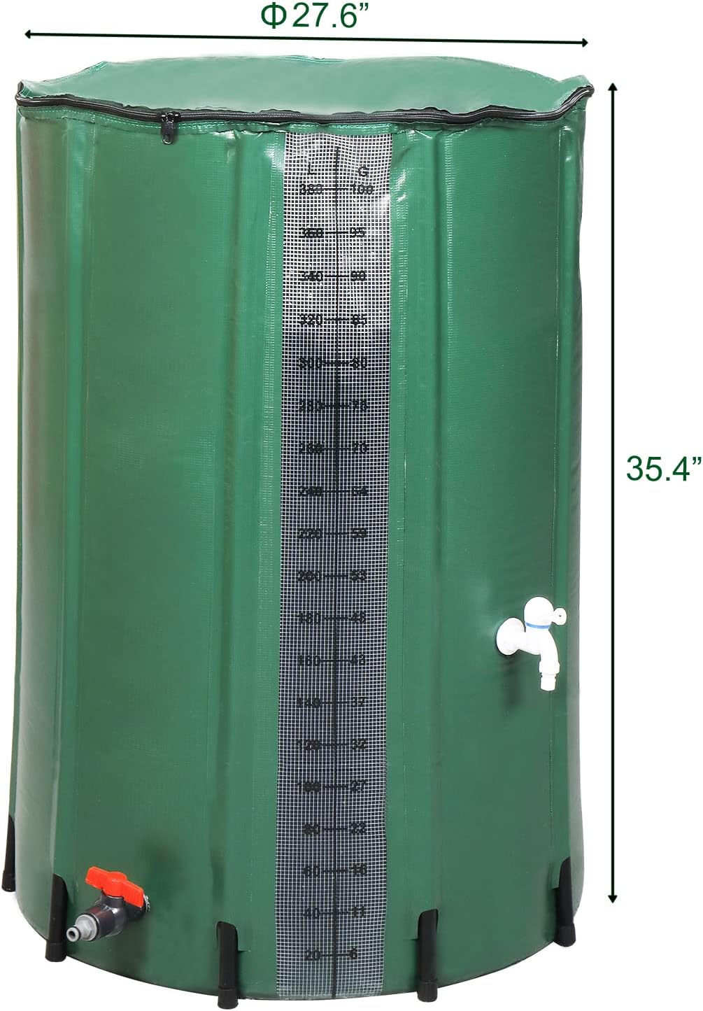 Collapsible Rain Barrel, 100 Gallon Portable Rainwater Collection System, Rain Catcher Barrel with Volume Scale Mark, Two Spigots and Overflow Kit, Rain Water Barrel Collector for Garden, Green