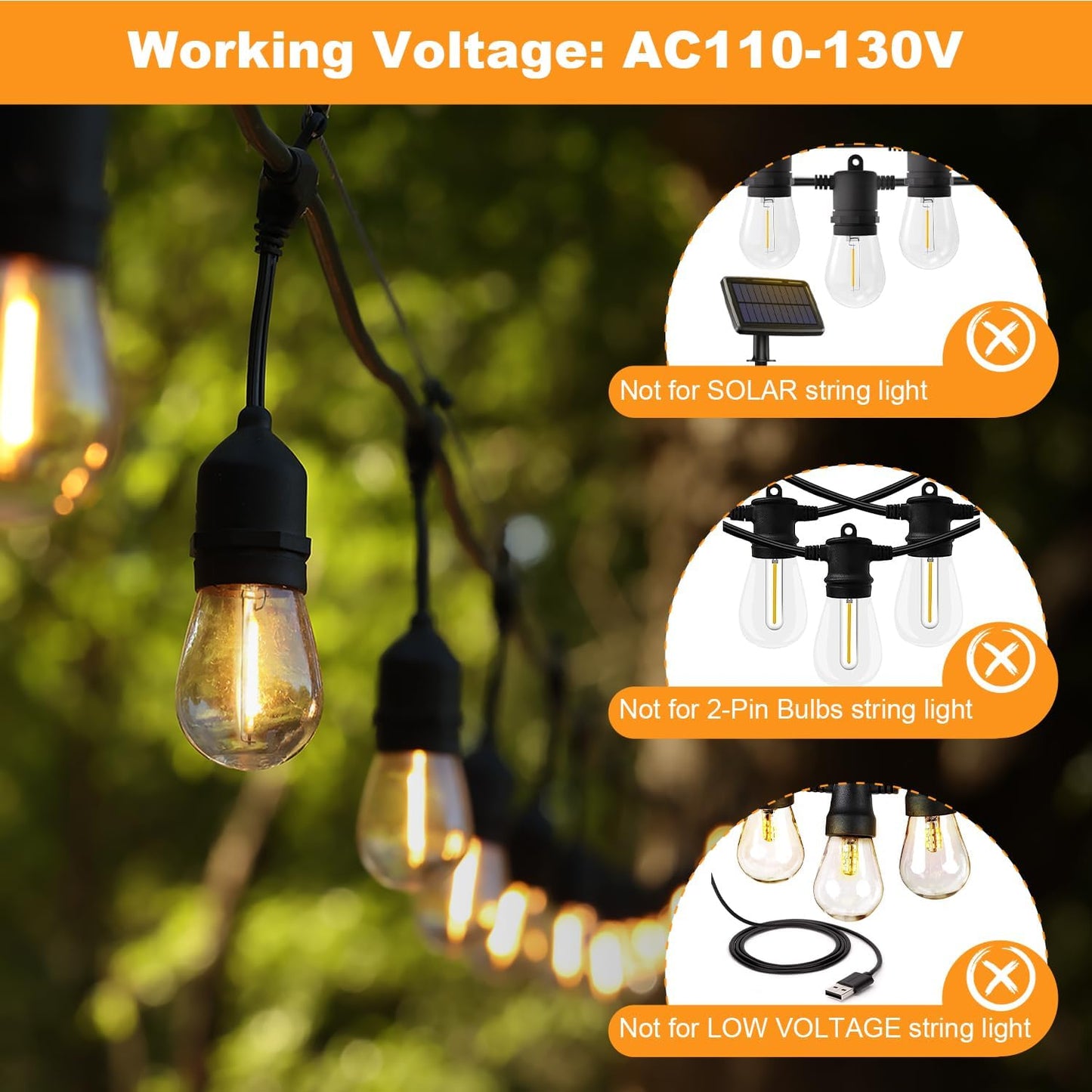 BRIMAX 2w S14 Led Edison Light Bulbs Outdoor 11w Incandescent Filament Bulb Replacement 2700K Bright Warm White Dimmable, E26 Base Durable Led Bulb for Outdoor Patio String Light,15pack