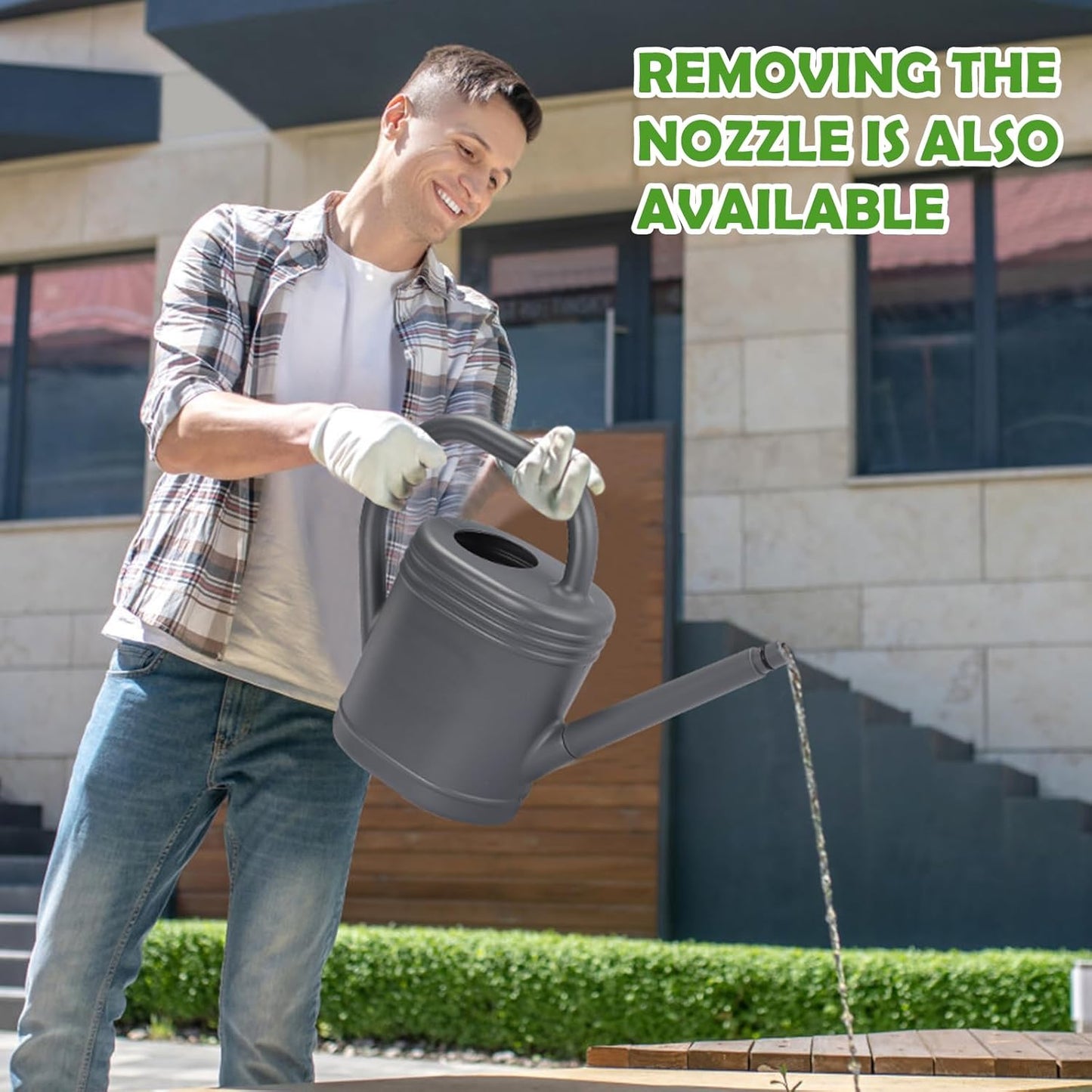 1 Gallon Watering Can for Indoor Plants, Garden Watering Cans for Outdoor Plant House Flower, Modern Plant Watering Can Large Long Spout with Sprinkler Head