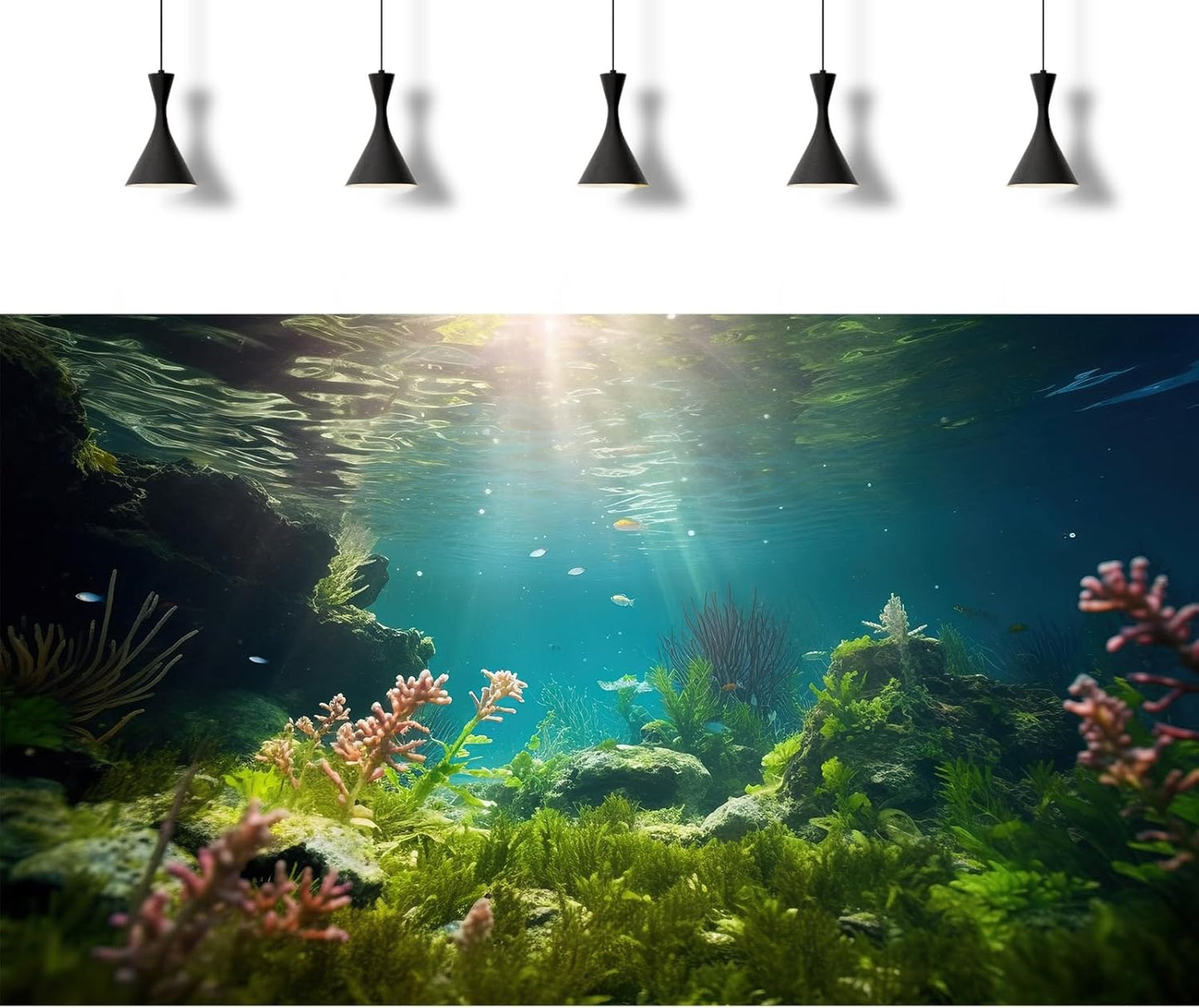 Ocean Floor Fish Tank Background Under The Sea Aquarium Background Underwater Aquatic Plants Sunray Terrarium Backgrounds Deep Sea Rock Tropical Aquarium Fish Tank Backgrounds Decors 36x20in