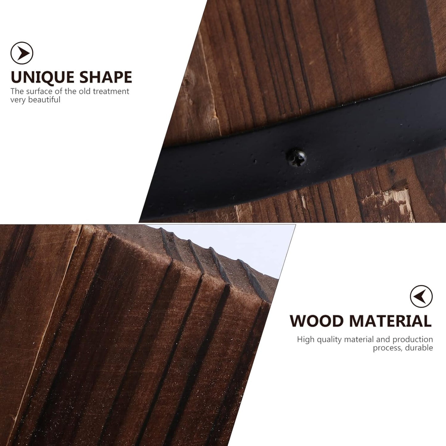 Vaguelly Rustic Wooden Barrels Planters Whiskey Barrels Bucket with Handle, Flower Planter Plant Pots Container Water Wishing Well Pail Garden Backyard Outdoor Indoor Decor