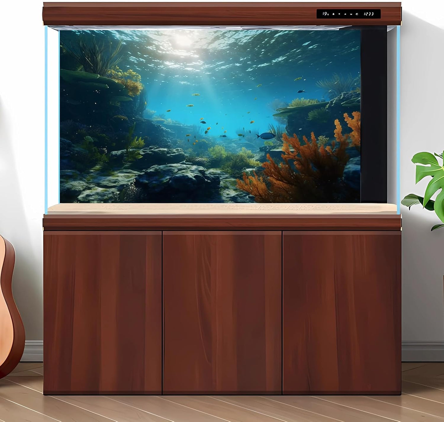 Ocean Floor Fish Tank Background Underwater Rock Aquarium Background Under The Sea Terrarium Backgrounds Aquatic Plants Sunlight Fish Tank Backgrounds Tropical Fish Aquarium Wallpaper 36x20in