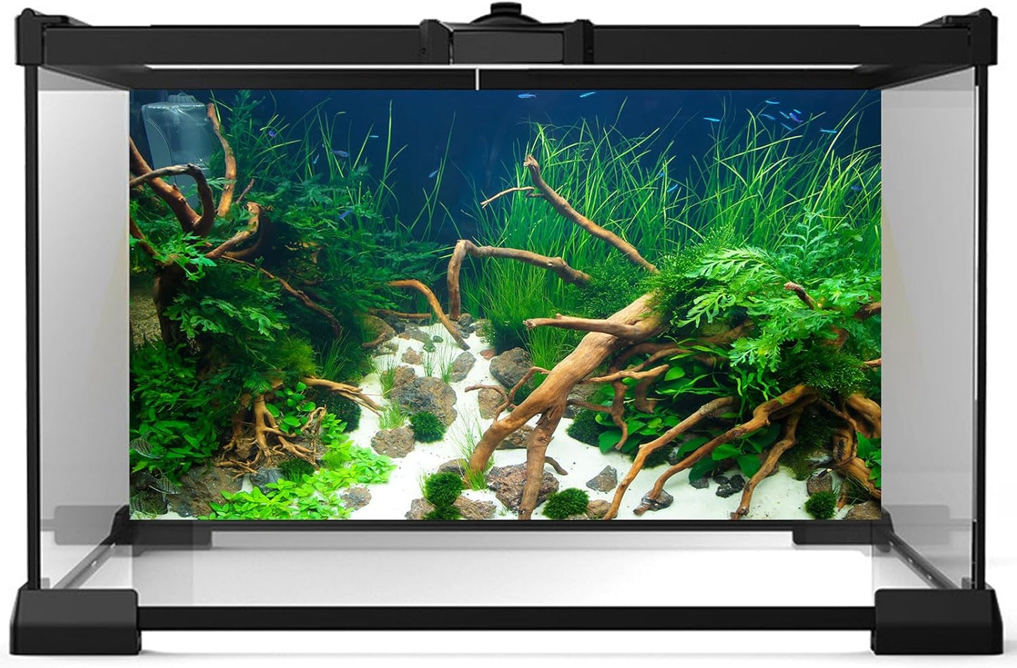 Aquarium Background Various Underwater Grass Plants Aquarium Backdrop Vivid and Fresh Green Aquatic Plants Stone River Bed and Dead Wood Yellow Stone Fish Tank Background 48x18in