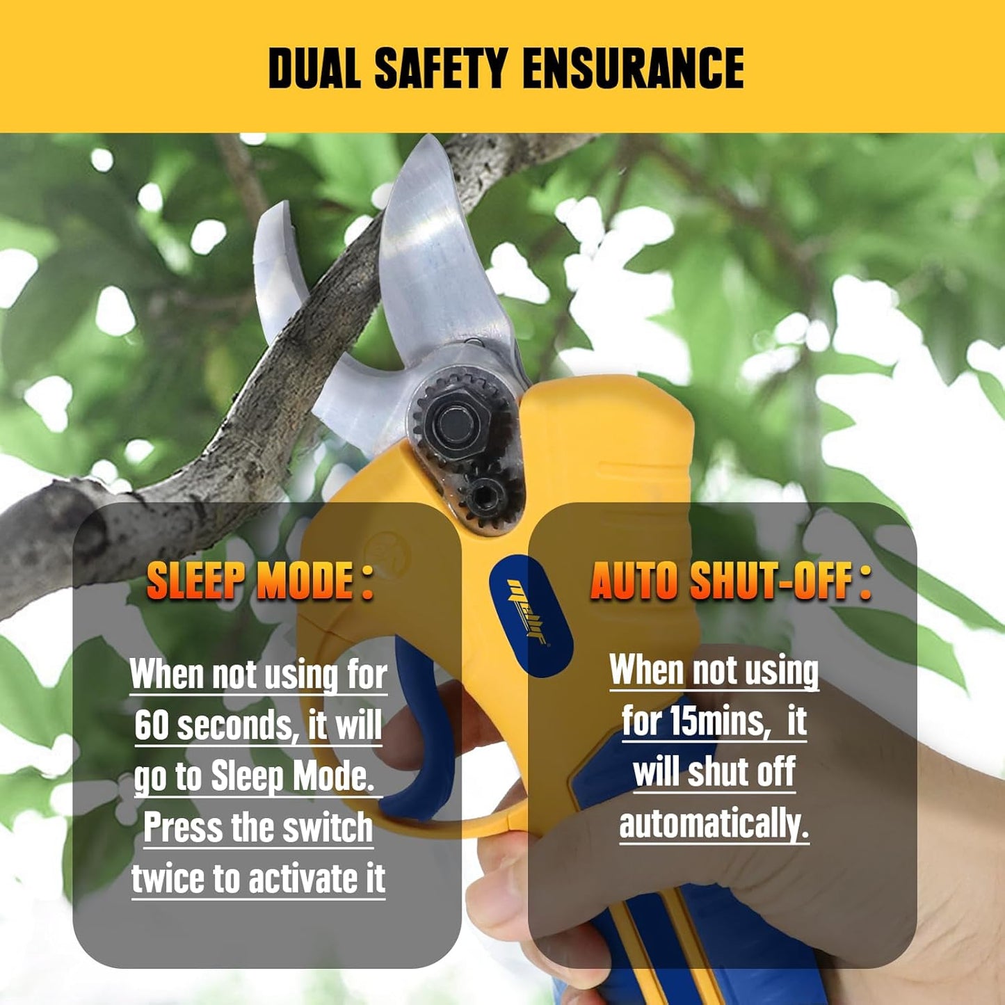 Mellif Electric Pruning Shears Compatible With DeWalt 20V Max Battery (Tool Only), Cordless Garden Pruner w/ 2,6000RPM Brushless Motor, Imported Steel Blades-25mm(0.98 Inch) Cutting Diameter