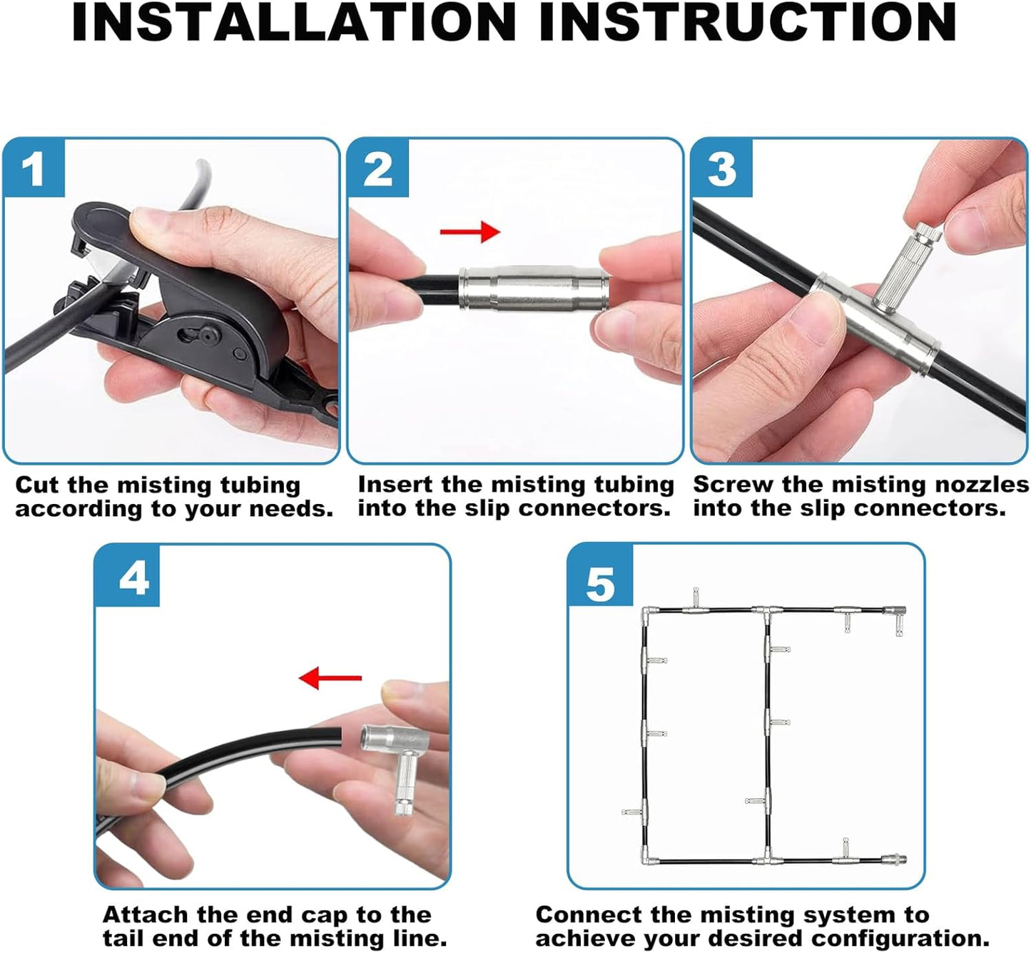 Brass Patio Misting Kit – 10 Brass Micro-Nozzles & 10 3/8″ Slip Connectors for Outdoor Cooling (UNC 10/24, 0.012″ Precision Orifice, 15-280 psi)