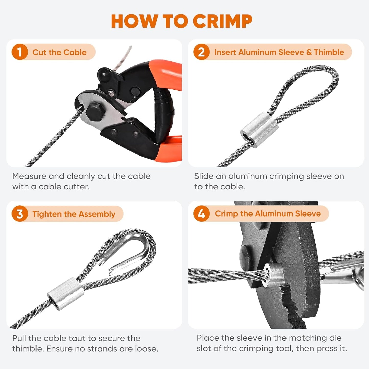 250FT 1/8" Stainless Steel Cable with Wire Rope Crimping Tool and Cable Cutter, 1760 lbs Breaking Strength, 7x7 Strands Aircraft Cable for Deck Railing, Porch Fence, String Light