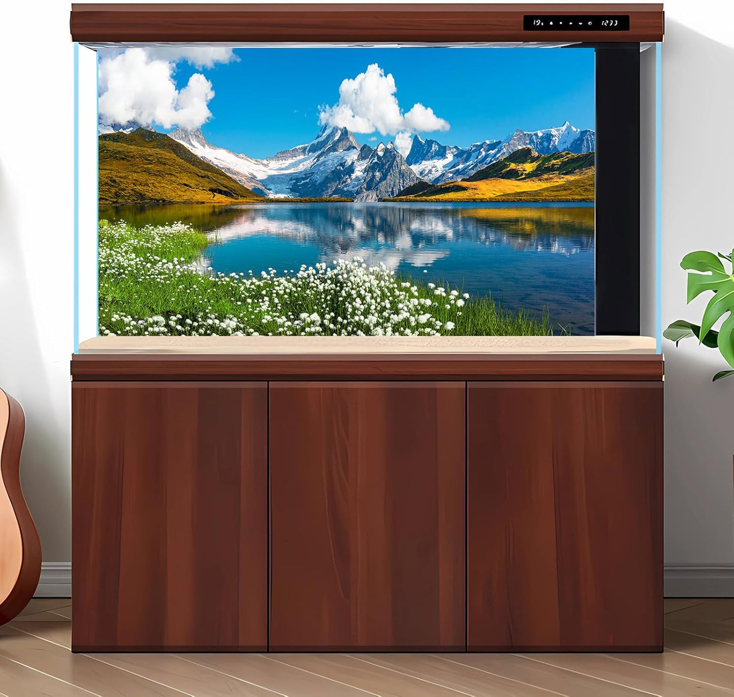 Mountains Lake Aquarium Background Bernese range View Fish Tank Background Switzerland Alps Grindelwald Valley Lake Terrarium Background Fantastic Natural Landscape Aquarium Fish Tank Decors 30x18in