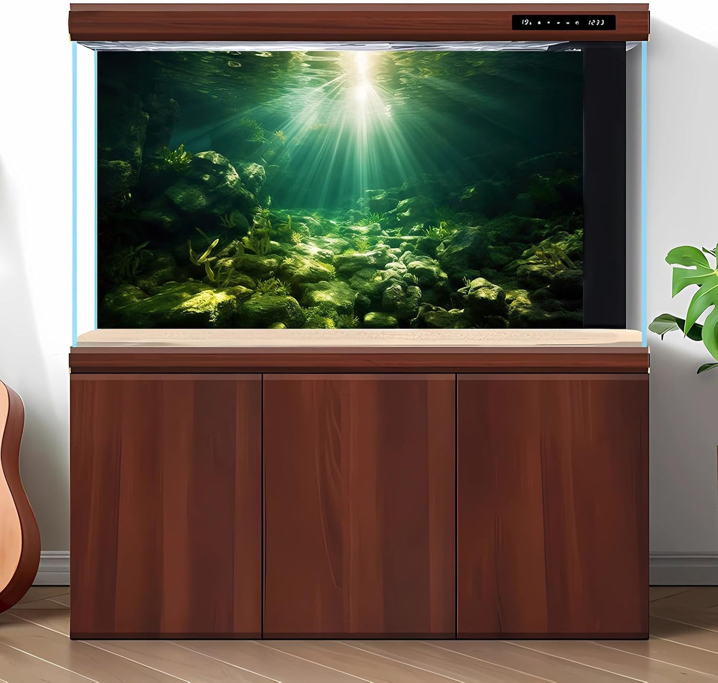 Underwater Sunray Aquarium Background Deep Ocean Rock Cave Fish Tank Background Under The Sea Coral Reef Aquarium Backgrounds Ocean Floor Tropical Fish Terrarium Backgrounds 24x12in