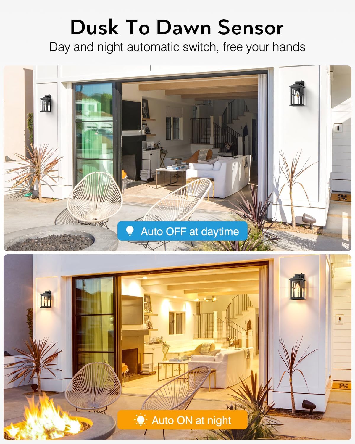 Dusk to Dawn Outdoor Lights for House, 2 Pack Outdoor Light Fixture, Black Exterior Lighting Fixtures, Dusk to Dawn Outdoor Lighting for House, Porch, Garage, Doorway, Anti-Rust, Waterproof