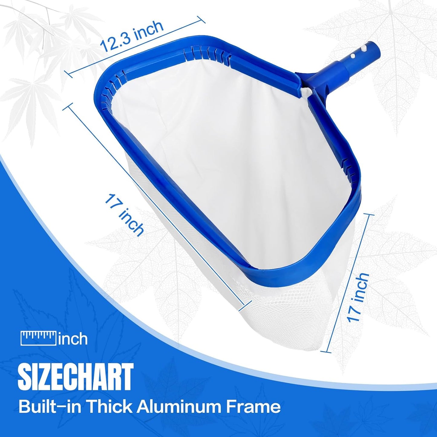 joyhalo Pool Skimmer Net,Fine Mesh Pool Nets for Cleaning with Double-Layer Deep Bag,Aluminum Frame Wrapped mesh Header for Cleaning Leaf, Debris(No Pole)