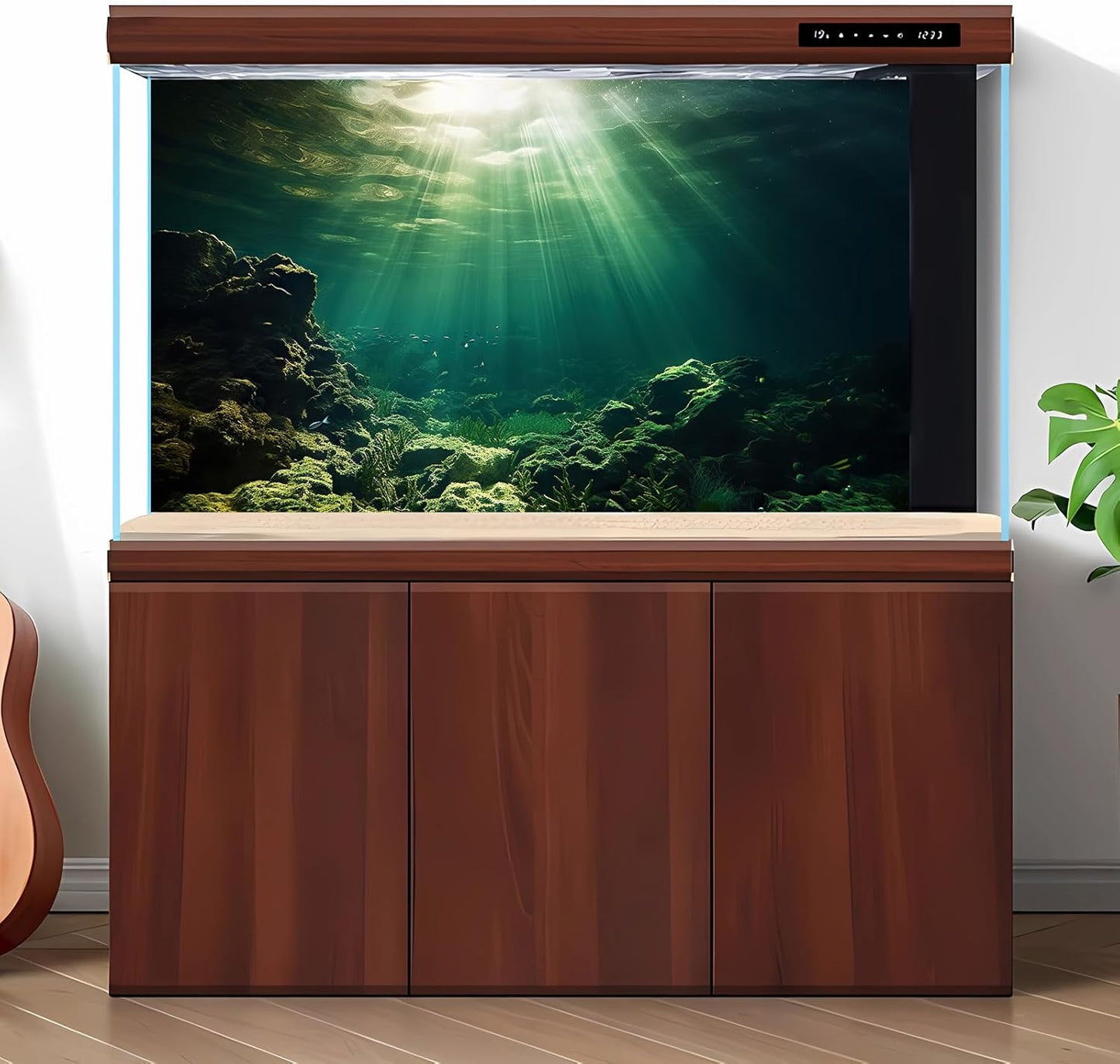 Under The Sea Aquarium Background Underwater Fish Tank Background Ocean Floor Rock Cave Sunray Terrarium Backgrounds Tropical Fish Ocean World Aquarium Reptile Tank Backgrounds 60x24in